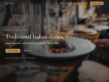 Screenshot of the La ricetta website